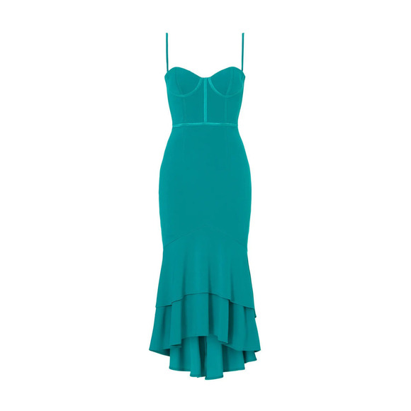 Katie May Loren Dress Spaghetti Strap Corset Mermaid Midi Teal Green Size Medium - Picture 2 of 11